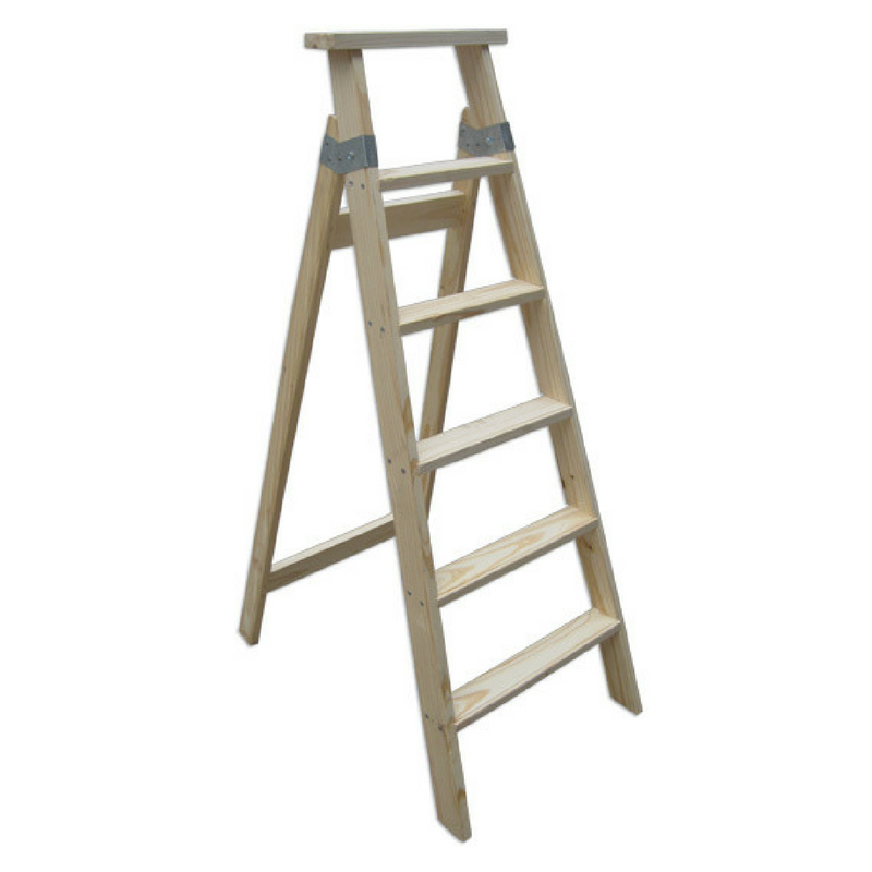 Escalera Pintor De Madera 6 Peldanos Tipo Tijera 1 60 Mts Ramponi