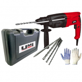 Rotomartillo Umi 720w Uso Profesional + 3 mechas + punta sds plus 460mm + guantes moteados
